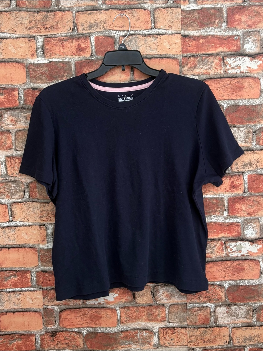 Basic Editions Navy Blue Relaxed Fit Crewneck T-Shirt Size XXL